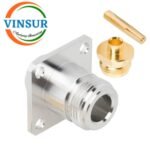 1112143D -- RF CONNECTOR - 50OHMS , N FEMALE , STRAIGHT ,4-HOLE FLANGE MOUNT , SOLDER TYPE , RG402 CABLE - Image 2