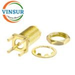 11521250 -- RF CONNECTOR - 50 OHMS , SMA FEMALE , STRAIGHT , BULK HEAD REAR MOUNT , PCB-EDGE MNT