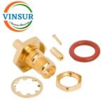 11921211 -- RF CONNECTOR - 50 OHMS , RP SMA FEMALE STRAIGHT BULK HEAD REAR MOUNT CRIMP  TYPE RG1.13 CABLE