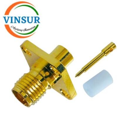1192143D -- RF CONNECTOR - 50 OHMS , RP SMA FEMALE , STRAIGHT , 4 HOLE FLANGE , SOLDER TYPE , RG402 (0.141 INCH)  CABLE