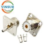 11C21415 -- RF CONNECTOR -- 50 OHMS , UHF FEMALE , STRAIGHT , 4 HOLE FLANGE , CRIMP TYPE , RG58,142 CABLE
