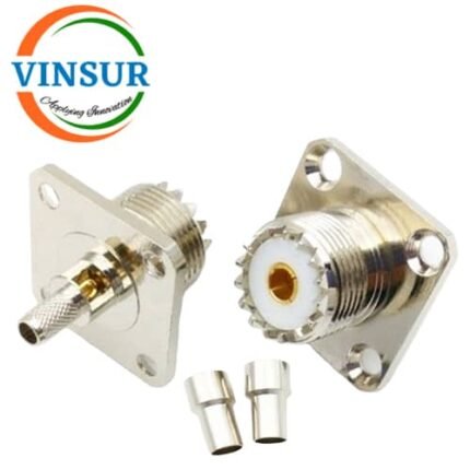 11C21415 -- RF CONNECTOR -- 50 OHMS , UHF FEMALE , STRAIGHT , 4 HOLE FLANGE , CRIMP TYPE , RG58,142 CABLE