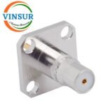 VSW-11J214M0 -- RF CONNECTOR - 50 OHMS , QMA FEMALE , STRAIGHT,4-HOLE FLANGE,3.18MM EXTENDED TEFLON, PCB-ROUND POST
